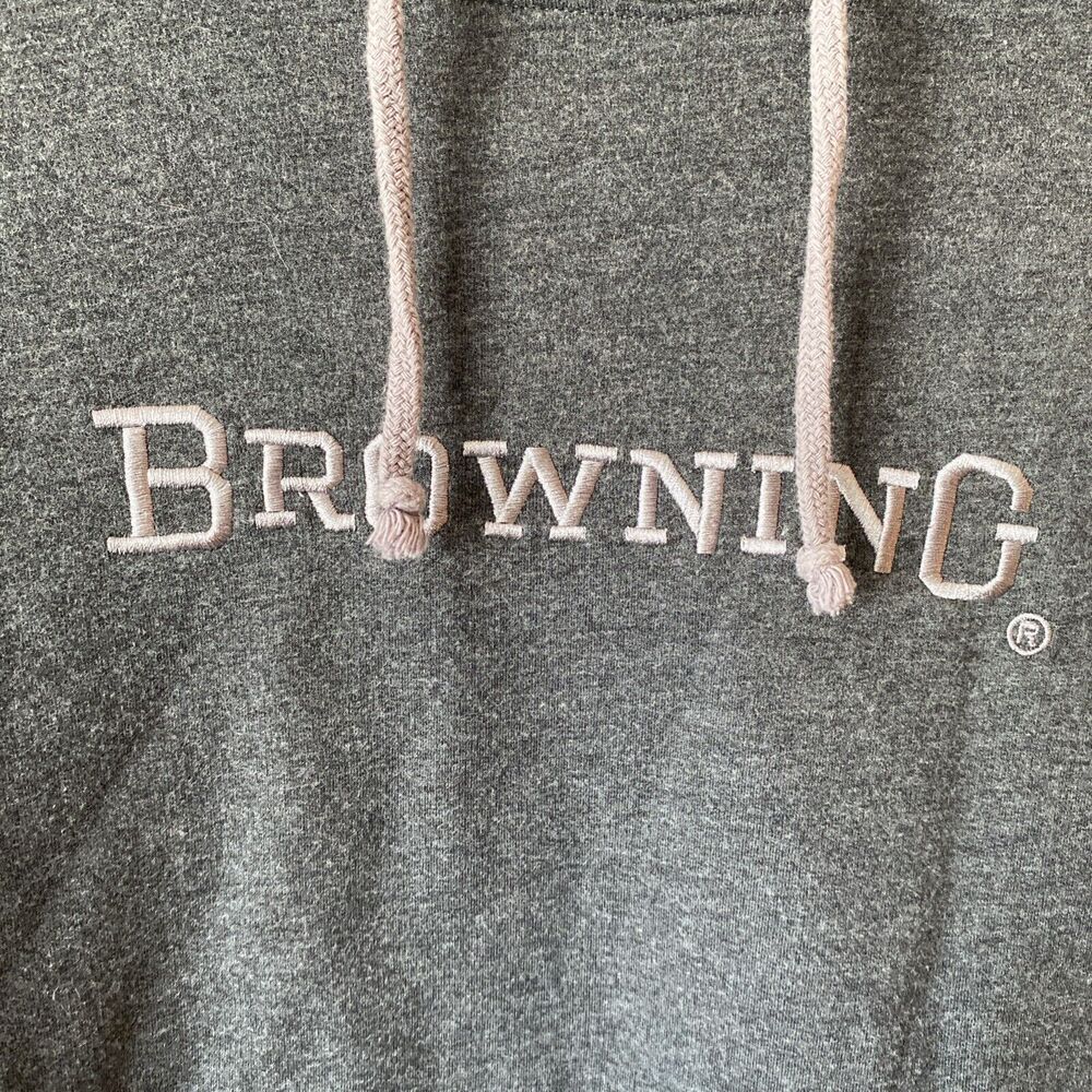 Browning Hoodie Women’s Medium Pouch Thumbholes Grey Pullover - Picture 2 of 11